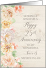 Rustic Pastel Flowers Niece and Nephew in Law Happy 25th Anniversary card