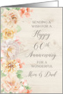 Rustic Pastel Flowers Parents Happy 60th Anniversary card