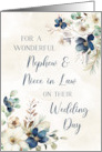Blue Flowers Nephew and Niece in Law Wedding Day Congratulations card