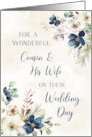 Blue Flowers Cousin and his Wife Wedding Day Congratulations card