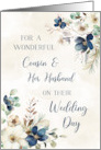Blue Flowers Cousin and her Husband Wedding Day Congratulations card