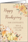 Fall Pumpkins Floral Happy Thanksgiving Son and Daughter in Law card