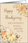 Fall Pumpkins Floral Happy Thanksgiving Sister and Brother in Law card