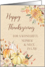 Fall Pumpkins Floral Happy Thanksgiving Nephew and Niece in Law card