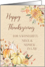Fall Pumpkins Floral Happy Thanksgiving Niece and Nephew in Law card
