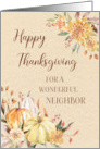 Fall Pumpkins Floral Happy Thanksgiving Neighbor card