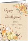 Fall Pumpkins Floral Happy Thanksgiving Niece card