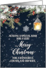 Snowy Winter Lantern Cousin and his Wife Merry Christmas card