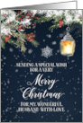 Snowy Winter Lantern Husband Merry Christmas card