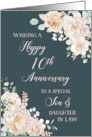 Navy Blue White Flowers 10th Anniversary Son and Daughter in Law card