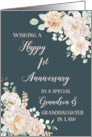 Navy Blue White Flowers 1st Anniversary Grandson and his Wife card