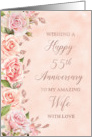 Pink Roses Faux Rose Gold Wife 55th Anniversary card