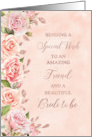 Pink Roses Faux Rose Gold Friend Bridal Shower card