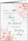 Rustic Pink Floral Niece and her Husband Wedding Day card