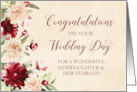 Goddaughter and her Husband Wedding Congratulations Burgundy Floral card