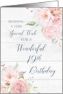 Happy 19th Birthday Rustic Pink Watercolor Flowers card