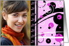 21st Birthday Party Invitation Photo Card - Pink & Black card