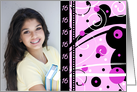16th Birthday Party Invitation Photo Card - Pink & Black card