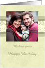 Happy Birthday Photo Card - Beige Floral card