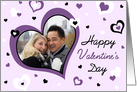 Happy Valentine’s Day Photo Card - Purple, Black & White Hearts card