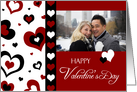 Happy Valentine’s Day Photo Card - Red, Black, and White Hearts card