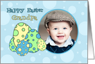 Happy Easter Grandpa Photo Card - Blue Easter Eggs card