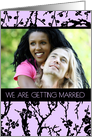 Engagement Announcement Photo Card - Purple & Black Floral card