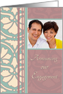 Engagement Announcement Photo Card - Antique Turquoise & Rose card