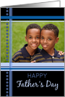 Happy Father’s Day Photo Card - Blue & Black Stripes card