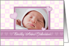 Girl Birth Announcement Photo Card - Pink Hearts card