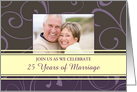 25th Anniversary Party Invitation Photo Card - Purple Swirl card