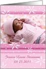 Girl Birth Announcement Photo Card - Pink Flowers card