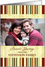 Season’s Greetings Photo Card - Stripes and Snowflakes card
