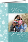 Happy Holidays Photo Card - Blue and White Snowflakes card