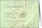 Son & Daughter in Law Wedding Congratulations - Green Floral card