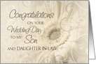 Son & Daughter in Law Wedding Congratulations - Beige Floral card