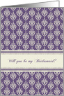 Will you be my Bridesmaid Invitation - Purple Cream card