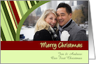 Merry Christmas 1st Christmas Couple Photo Card - Modern Stripes card