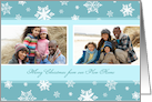 Merry Christmas New Home Photo Card - Teal White Snow card