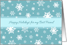 Happy Holidays Christmas Best Friend Card - Teal White Snow card