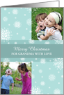 Grandma Christmas Double Photo Card - Teal White Snowflakes card