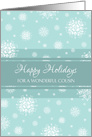 Happy Holidays Cousin Christmas Card - Teal White Snow card