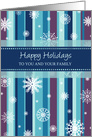 Happy Holidays Christmas Card - Stripes and Snowflakes card