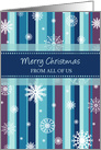 Merry Christmas from All of Us Card - Stripes and Snowflakes card