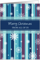 Merry Christmas Business from All of Us Card - Stripes and Snowflakes card