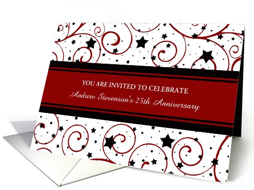 Custom Employee Anniversary Party Invitations - Swirls & Stars card