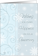 Happy Anniversary Winter - Blue Snowflakes card