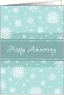 Happy Anniversary Winter - Teal Snowflakes card