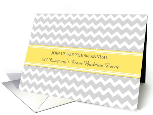 Custom Corporate Team Building Invitations - Yellow Grey Chevron card