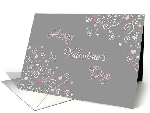 Happy Valentine's Day Co-worker - Pink Gray Swirls & Hearts card